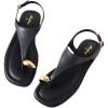 imageWomens Toe Ring Thong Sandals Square Open Toe Flat Sandals Adjustable Ankle Buckle Strap Comfort Summer Beach Casual Walking Flip Flops for WomenBlack