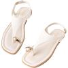 imageWomens Toe Ring Thong Sandals Square Open Toe Flat Sandals Adjustable Ankle Buckle Strap Comfort Summer Beach Casual Walking Flip Flops for WomenWhite