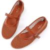 imageAnkis Mesh Ballet Flats for Women Black Mesh Flats Buckle Strap Mary Jane Ballerina Flats Womens Fishnet Flat Sandals Shoes for Dressy SummerBrown