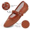 imageAnkis Mesh Ballet Flats for Women Black Mesh Flats Buckle Strap Mary Jane Ballerina Flats Womens Fishnet Flat Sandals Shoes for Dressy SummerBrown
