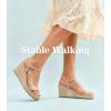 imageAnkis Platform Wedge Sandals for Women Black Brown White Nude Espadrille Womens Wedge Sandals Comfortable Open Toe Ankle Strap High Heel Wedges for Women Dressy Summer 34InchNude Suede