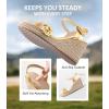 imageAnkis Platform Wedge Sandals for Women Black Brown White Nude Espadrille Womens Wedge Sandals Comfortable Open Toe Ankle Strap High Heel Wedges for Women Dressy Summer 34InchGold Pu Flower