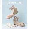imageAnkis Platform Wedge Sandals for Women Black Brown White Nude Espadrille Womens Wedge Sandals Comfortable Open Toe Ankle Strap High Heel Wedges for Women Dressy Summer 34InchNude Suede