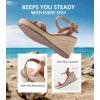 imageAnkis Platform Wedge Sandals for Women Black Brown White Nude Espadrille Womens Wedge Sandals Comfortable Open Toe Ankle Strap High Heel Wedges for Women Dressy Summer 34InchBrown Pu