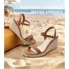 imageAnkis Platform Wedge Sandals for Women Black Brown White Nude Espadrille Womens Wedge Sandals Comfortable Open Toe Ankle Strap High Heel Wedges for Women Dressy Summer 34InchBrown Pu