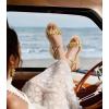 imageAnkis Platform Wedge Sandals for Women Black Brown White Nude Espadrille Womens Wedge Sandals Comfortable Open Toe Ankle Strap High Heel Wedges for Women Dressy Summer 34InchGold Pu Flower