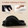 imageAnkis Womens Fuzzy Slippers Cross Band Memory Foam Open Toe Comfy Soft House Shoes AntiSlip Indoor Outdoor Gifts for WomenBlack