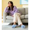imageAnkis Womens Fuzzy Slippers Cross Band Memory Foam Open Toe Comfy Soft House Shoes AntiSlip Indoor Outdoor Gifts for WomenBlue