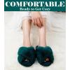 imageAnkis Womens Fuzzy Slippers Cross Band Memory Foam Open Toe Comfy Soft House Shoes AntiSlip Indoor Outdoor Gifts for WomenDark Green