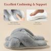 imageAnkis Womens Fuzzy Slippers Cross Band Memory Foam Open Toe Comfy Soft House Shoes AntiSlip Indoor Outdoor Gifts for WomenGrey