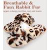 imageAnkis Womens Fuzzy Slippers Cross Band Memory Foam Open Toe Comfy Soft House Shoes AntiSlip Indoor Outdoor Gifts for WomenLeopard