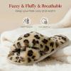 imageAnkis Womens Fuzzy Slippers Cross Band Memory Foam Open Toe Comfy Soft House Shoes AntiSlip Indoor Outdoor Gifts for WomenLeopard Brown