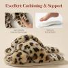 imageAnkis Womens Fuzzy Slippers Cross Band Memory Foam Open Toe Comfy Soft House Shoes AntiSlip Indoor Outdoor Gifts for WomenLeopard Brown