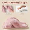 imageAnkis Womens Fuzzy Slippers Cross Band Memory Foam Open Toe Comfy Soft House Shoes AntiSlip Indoor Outdoor Gifts for WomenPink