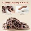 imageAnkis Womens Fuzzy Slippers Cross Band Memory Foam Open Toe Comfy Soft House Shoes AntiSlip Indoor Outdoor Gifts for WomenPink Leopard