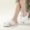 imageAnkis Womens Fuzzy Slippers Cross Band Memory Foam Open Toe Comfy Soft House Shoes AntiSlip Indoor Outdoor Gifts for WomenPure White