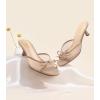 imageAnkis Womens Kitten Heel Sandals Square Open Toe Bow Mules Backless Slip On Comfortable Dress Heels for Party DailyNude Nubuck