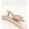 imageAnkis Womens Kitten Heel Sandals Square Open Toe Bow Mules Backless Slip On Comfortable Dress Heels for Party DailyNude Nubuck