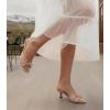 imageAnkis Womens Kitten Heel Sandals Square Open Toe Bow Mules Backless Slip On Comfortable Dress Heels for Party DailyNude Nubuck