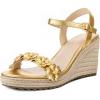 imageAnkis Platform Wedge Sandals for Women Black Brown White Nude Espadrille Womens Wedge Sandals Comfortable Open Toe Ankle Strap High Heel Wedges for Women Dressy Summer 34InchGold Pu Flower