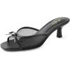 imageAnkis Womens Kitten Heel Sandals Square Open Toe Bow Mules Backless Slip On Comfortable Dress Heels for Party DailyBlack Nubuck