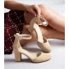 imageAnkis Closed Toe Heels for Women Black Nude White Silver Gold Womens Heels Closed Round Toe Chunky Block Pumps Shoes 3 InchNude Suede
