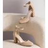 imageAnkis Closed Toe Heels for Women Black Nude White Silver Gold Womens Heels Closed Round Toe Chunky Block Pumps Shoes 3 InchNude Suede