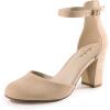 imageAnkis Closed Toe Heels for Women Black Nude White Silver Gold Womens Heels Closed Round Toe Chunky Block Pumps Shoes 3 InchNude Suede