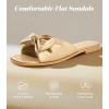 imageWhite Sandals Womens Bow Flat Sandals Dressy  Cute Summer Beach Sandals for Women 2026 Square Open Toe Comfortable Slip On Slide Sandals Bride Wedding Bridal Dress Shoes Slippers Balck Pink Gold NudeGold