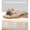 imageWhite Sandals Womens Bow Flat Sandals Dressy  Cute Summer Beach Sandals for Women 2026 Square Open Toe Comfortable Slip On Slide Sandals Bride Wedding Bridal Dress Shoes Slippers Balck Pink Gold NudeNude