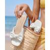 imageWhite Sandals Womens Bow Flat Sandals Dressy  Cute Summer Beach Sandals for Women 2026 Square Open Toe Comfortable Slip On Slide Sandals Bride Wedding Bridal Dress Shoes Slippers Balck Pink Gold NudeWhite