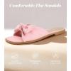 imageWhite Sandals Womens Bow Flat Sandals Dressy  Cute Summer Beach Sandals for Women 2026 Square Open Toe Comfortable Slip On Slide Sandals Bride Wedding Bridal Dress Shoes Slippers Balck Pink Gold NudePink
