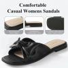 imageWhite Sandals Womens Bow Flat Sandals Dressy  Cute Summer Beach Sandals for Women 2026 Square Open Toe Comfortable Slip On Slide Sandals Bride Wedding Bridal Dress Shoes Slippers Balck Pink Gold NudeBlack
