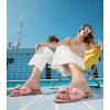 imageWhite Sandals Womens Bow Flat Sandals Dressy  Cute Summer Beach Sandals for Women 2026 Square Open Toe Comfortable Slip On Slide Sandals Bride Wedding Bridal Dress Shoes Slippers Balck Pink Gold NudePink