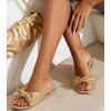 imageWhite Sandals Womens Bow Flat Sandals Dressy  Cute Summer Beach Sandals for Women 2026 Square Open Toe Comfortable Slip On Slide Sandals Bride Wedding Bridal Dress Shoes Slippers Balck Pink Gold NudeGold