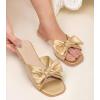 imageWhite Sandals Womens Bow Flat Sandals Dressy  Cute Summer Beach Sandals for Women 2026 Square Open Toe Comfortable Slip On Slide Sandals Bride Wedding Bridal Dress Shoes Slippers Balck Pink Gold NudeGold
