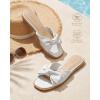 imageWhite Sandals Womens Bow Flat Sandals Dressy  Cute Summer Beach Sandals for Women 2026 Square Open Toe Comfortable Slip On Slide Sandals Bride Wedding Bridal Dress Shoes Slippers Balck Pink Gold NudeWhite