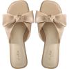 imageWhite Sandals Womens Bow Flat Sandals Dressy  Cute Summer Beach Sandals for Women 2026 Square Open Toe Comfortable Slip On Slide Sandals Bride Wedding Bridal Dress Shoes Slippers Balck Pink Gold NudeNude