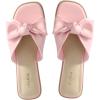 imageWhite Sandals Womens Bow Flat Sandals Dressy  Cute Summer Beach Sandals for Women 2026 Square Open Toe Comfortable Slip On Slide Sandals Bride Wedding Bridal Dress Shoes Slippers Balck Pink Gold NudePink