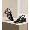 imageAnkis Womens Mary Jane Heels Slingback Chunky Low Heels Square Toe Dress Pumps for Office Wedding PartyBlack Patent