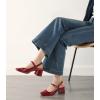 imageAnkis Womens Mary Jane Heels Slingback Chunky Low Heels Square Toe Dress Pumps for Office Wedding PartyBurgundy Patent
