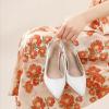 imageAnkis Womens Slingback Kitten Heels Closed Pointed Toe Low Heel Pumps Comfortable Dress Shoes for Wedding Party Work Office Business Casual Daily Wear 25inchWhite Pu
