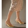 imageAnkis Womens Slingback Kitten Heels Closed Pointed Toe Low Heel Pumps Comfortable Dress Shoes for Wedding Party Work Office Business Casual Daily Wear 25inchGold Pu