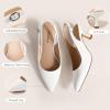 imageAnkis Womens Slingback Kitten Heels Closed Pointed Toe Low Heel Pumps Comfortable Dress Shoes for Wedding Party Work Office Business Casual Daily Wear 25inchWhite Pu