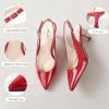 imageAnkis Womens Slingback Kitten Heels Closed Pointed Toe Low Heel Pumps Comfortable Dress Shoes for Wedding Party Work Office Business Casual Daily Wear 25inchBurgundy Patent