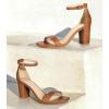imageAnkis Heels for Women Open Toe Ankle Strap Chunky Heel Sandals 275 InchBrown Pu
