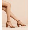 imageAnkis Heels for Women Open Toe Ankle Strap Chunky Heel Sandals 275 InchBrown Pu