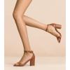 imageAnkis Heels for Women Open Toe Ankle Strap Chunky Heel Sandals 275 InchBrown Pu