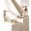 imageAnkis Heels for Women Open Toe Ankle Strap Chunky Heel Sandals 275 InchMetallic Gold Faux Snake