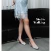 imageAnkis Silver Closed Toe Heels for Women 1 Inch Womens Flats Low Block Heel Women Dress Shoes Womens Pumps Work Shoes with Ankle Strap for Spring Fall
